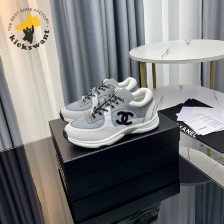 CHANEL LOW TOP TRAINER GRAY WHITE - CC2