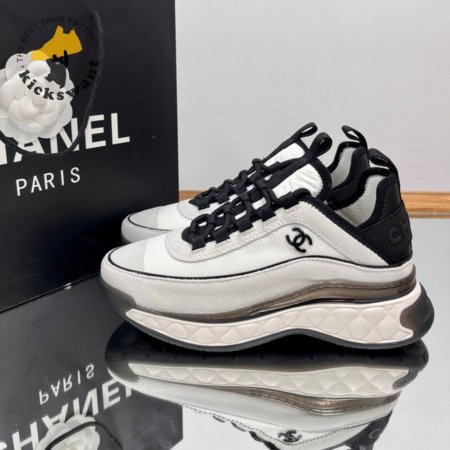 CHANEL SUEDE TRAINER WHITE BLACK - CC3