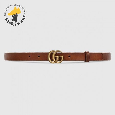 GUCCI LEATHER BELT WITH DOUBLE G BUCKLE