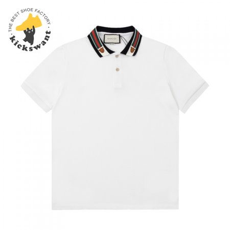 GUCCI COTTON POLO WITH WEB AND FELINE HEAD