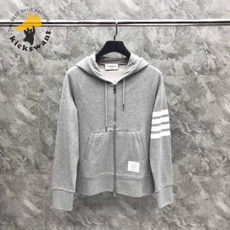 Thom Browne Logo-Patch Zip-Up Hoodie