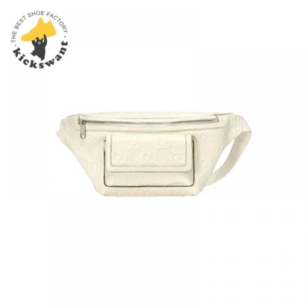 Gg Embossed Belt Bag In White Gg Embossed Leather GBB018