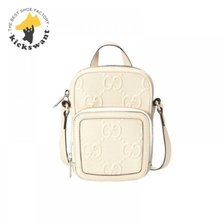 Gg Embossed Mini Bag In White Leather GMB016