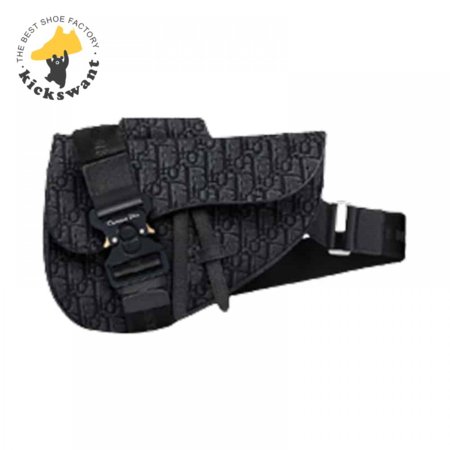 SADDLE BAG BLACK DIOR OBLIQUE JACQUARD