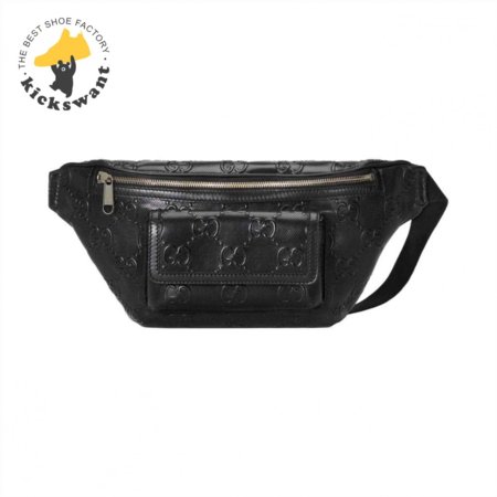 GG EMBOSSED BELT BAG IN BLACK GG EMBOSSED LEATHER - GBC14