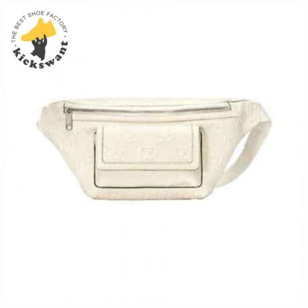 GG EMBOSSED BELT BAG IN WHITE GG EMBOSSED LEATHER - GBC13