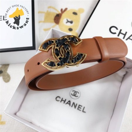 Chanel Leather Belt Buckle 30mm brown