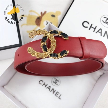 Chanel Leather Belt Buckle 30mm red