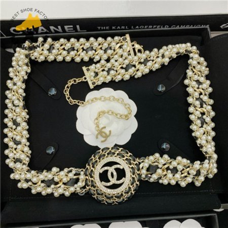 chanel pearl diamond leather belt