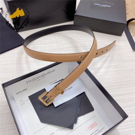 ysl logo leather belt