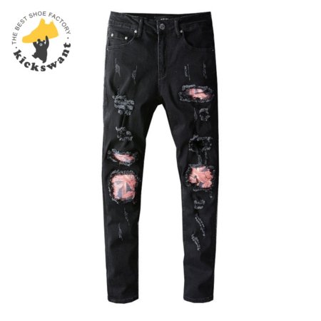 Amiri Design Rip Jeans Black/Red