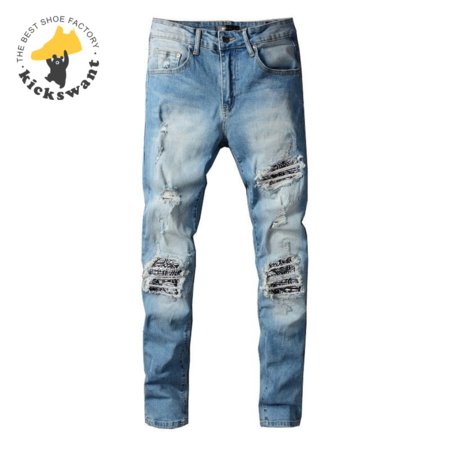 Amiri Design Rip Jeans Light blue / Black