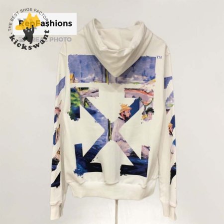 Off White Colored Arrows Zip Up Hoodie