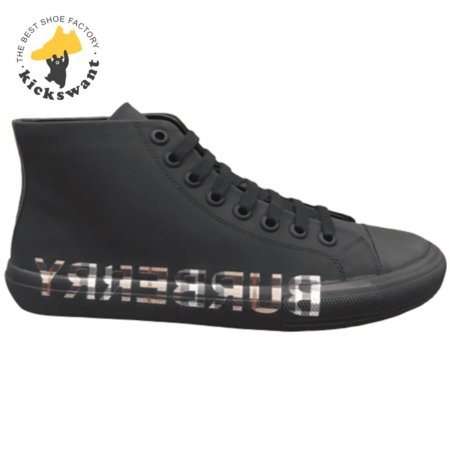 BURBERRY LOGO PRINT GABARDINE HIGH-TOP SNEAKERS - BBR82