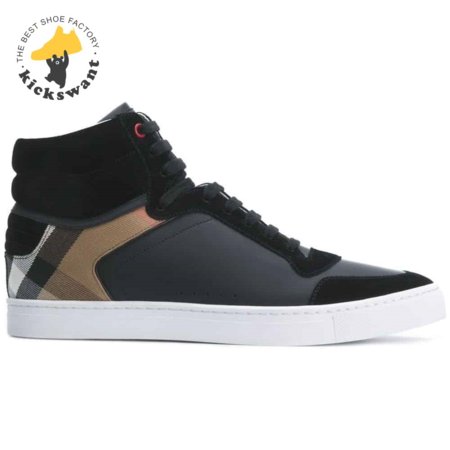 BURBERRY LEATHER AND HOUSE CHECK HI-TOP SNEAKERS - BBR28