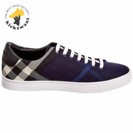 BURBERRY ALBERT HOUSE CHECK & LEATHER LOW-TOP SNEAKER - BBR4