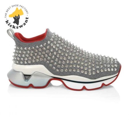 CHRISTIAN LOUBOUTIN GREY SPIKE SOCK SNEAKER- CL50