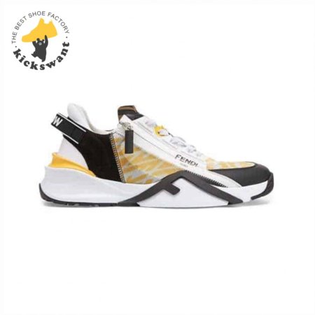 FENDI FLOW YELLOW NYLON LOW TOPS SNEAKERS - FD01