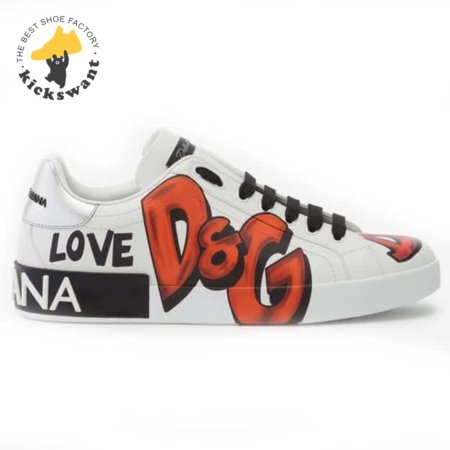 DOLCE & GABBANA CALFSKIN PORTOFINO SNEAKERS WITH PATCHES OF THE DESIGNERS - DG2