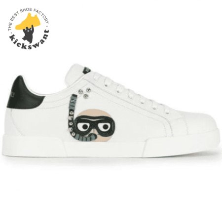 DOLCE & GABBANA CALFSKIN PORTOFINO SNEAKERS WITH PATCHES OF THE DESIGNERS - DG2