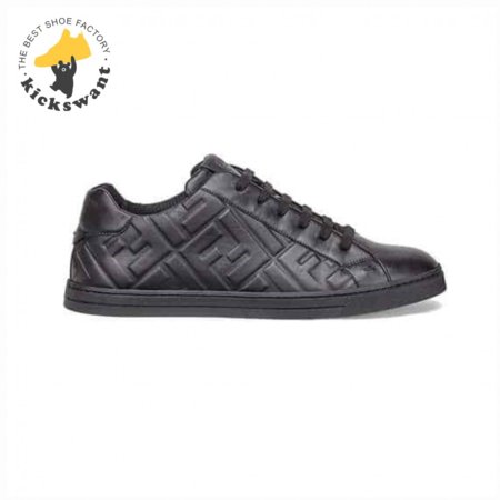 FENDI BLACK NAPPA LEATHER LOW-TOP SNEAKERS - FD04