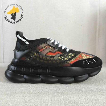 VERSACE BLACK RED AND MULTICOLOURED CHAIN REACTION SNEAKERS - VS18